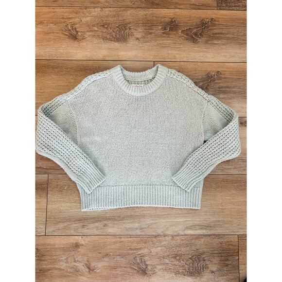 Abercrombie & Fitch Cropped Knit Sweater Medium Blue Green - Picture 1 of 9